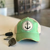 Anchor vintage style distressed trucker hat cap mint