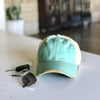 vintage style distressed trucker hat cap aqua