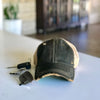 vintage style distressed trucker hat cap black