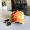 vintage style distressed trucker hat cap bright orange