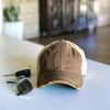 vintage style distressed trucker hat cap brown