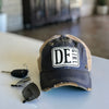 Delaware girl distressed vintage style trucker hat cap navy