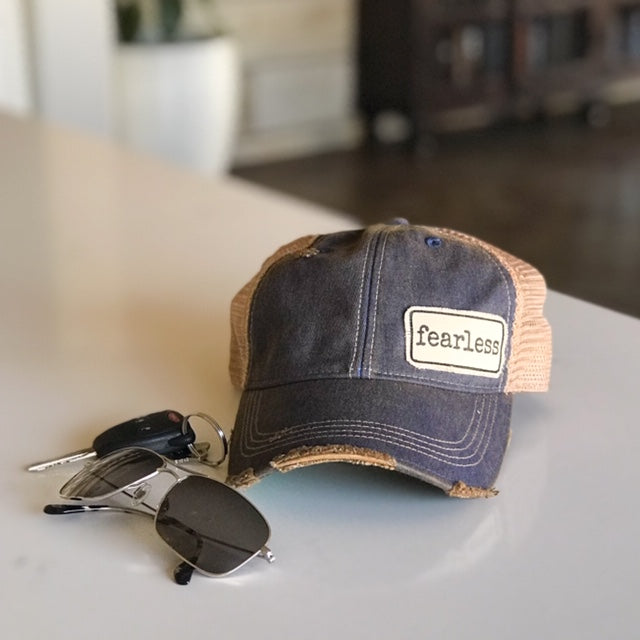 fearless distressed trucker hat, fearless vintage style trucker cap