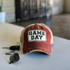 game day distressed hat, game day vintage style trucker hat cap cardinal red