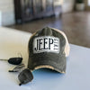 jeep girl distressed trucker hat cap, jeep girl vintage style trucker hat cap, jeep girl baseball cap, black