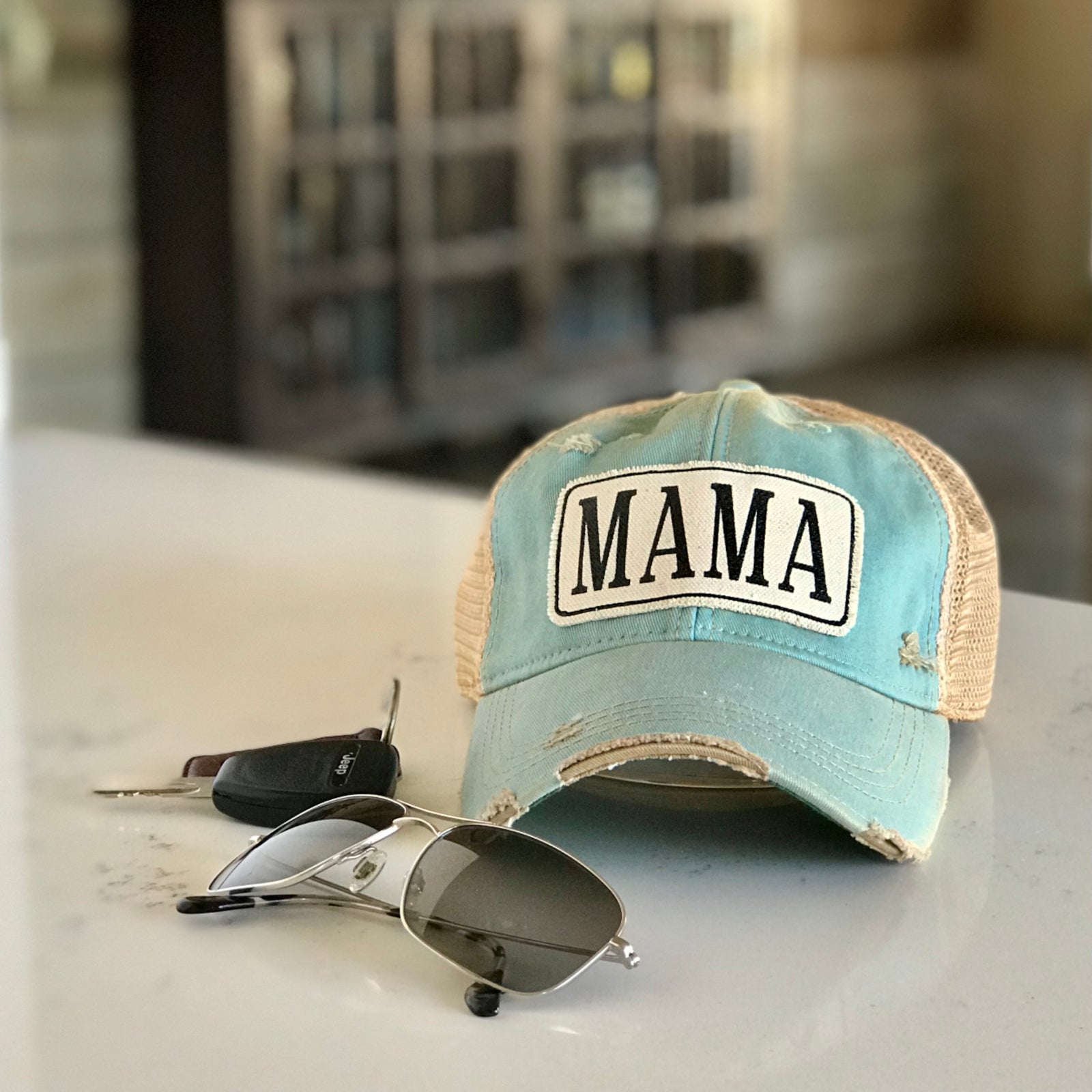 mama distressed trucker cap, mama vintage style trucker cap, mama distressed baseball cap, mama weather cap, mama baseball cap, mom hat, mom cap