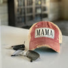 mama distressed trucker cap, mama vintage style trucker cap, mama distressed baseball cap, mama weather cap, mama baseball cap, mom hat, mom cap