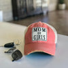 mom of girl distressed trucker hat, girlmom baseball cap, mom of girls vintage style trucker cap.