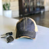 vintage style distressed trucker hat cap navy