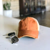 vintage style distressed trucker hat cap rust